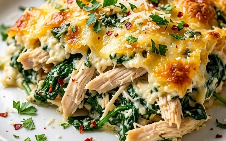 Chicken and Spinach Casserole with Cream Cheese